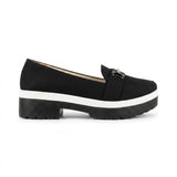 Slip-On Loafers for Women - Platform Shoes with Logo Detail