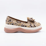 Beigh floral Women Slip on Loafers