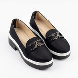 Slip-On Loafers for Women - Platform Shoes with Logo Detail